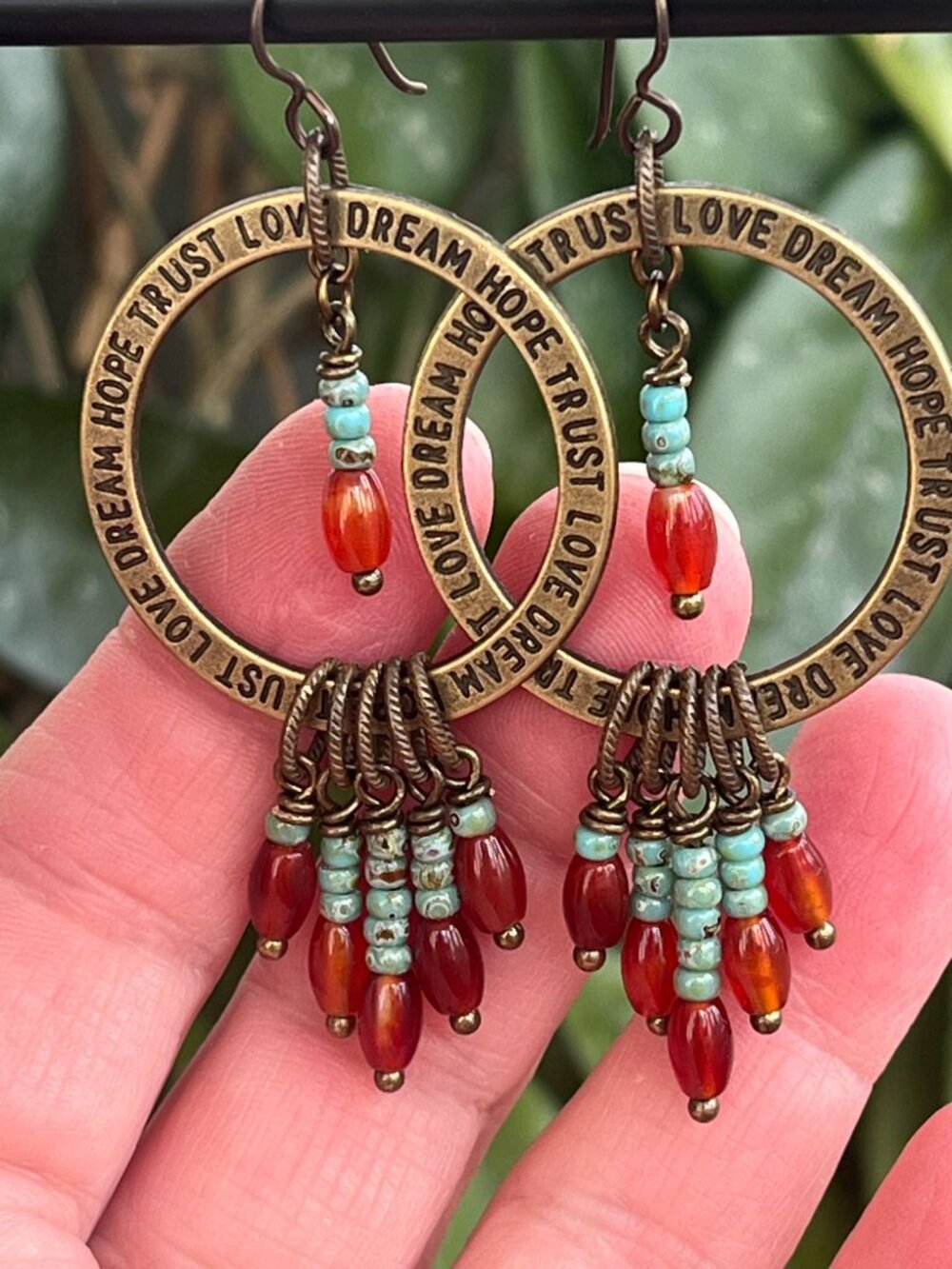 Carnelian and Turquoise Picasso Dangle Earrings | Southwestern | Inspirational - Picture 8 of 8